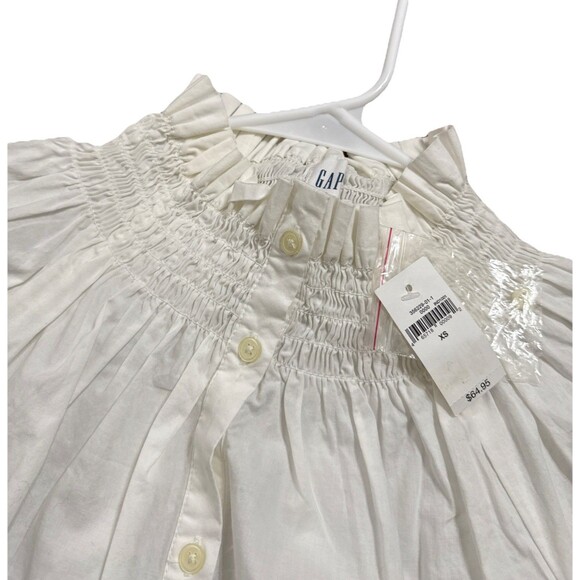 NWT  Chic Gap Ruffle collar  Pleated Sleeves Babydoll Style Shirt Cotton SIZE XS - Picture 5 of 8